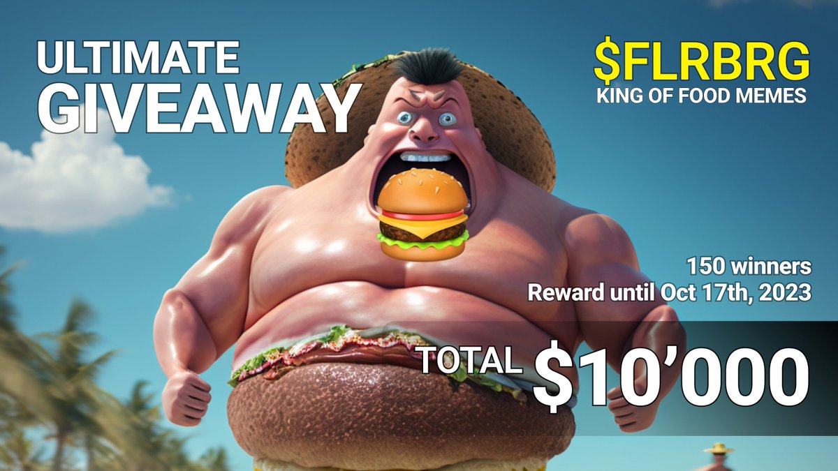 FLRBRGtoken's tweet image. ⚡️🍔 Second Fantastic $FLRBRG #Giveaway 🍔⚡️

⏰ Sep 7th, 2023 - Oct 7th, 2023 ⏰

🛰 Galactic, Exclusive &amp;amp; Special 🛰

🚀 Be ready to book your ticket to Mars with Elon Mask  🚀

✅ Participate in our 2 Airdrop campaigns
✅ Complete a maximum number of tasks
✅ Win exclusive…