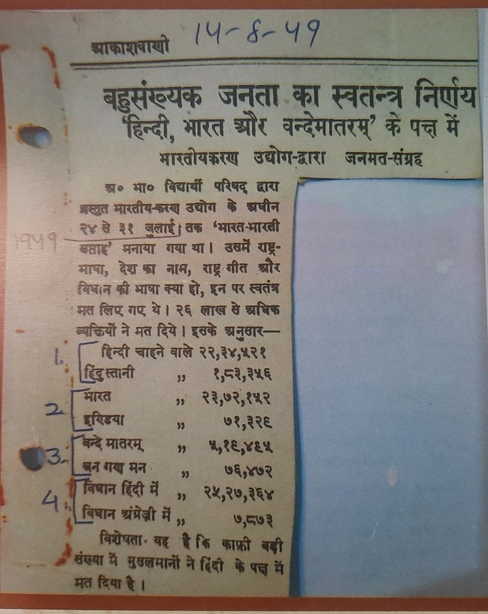 ABVP Maharashtra (@mahaabvp) on Twitter photo рд░рд╛рдЬреНрдпрдШрдЯрдирд╛ рддрдпрд╛рд░ рдХрд░рддрд╛рдирд╛ ABVP рдиреЗ рдХреЗрд▓реЗрд▓реНрдпрд╛ рд╕рд░реНрд╡реЗрдХреНрд╖рдгрд╛рдд 43,54,077 рдореНрд╣рдгрдЬреЗрдЪ 97.11% рдирд╛рдЧрд░рд┐рдХрд╛рдВрдиреА рджреЗрд╢рд╛рдЪреЗ рдирд╛рд╡ 'рднрд╛рд░рдд' рдареЗрд╡рдгреНрдпрд╛рдЪреНрдпрд╛ рдмрд╛рдЬреВрдиреЗ рдорддрджрд╛рди рдХреЗрд▓реЗ рдЖрдгрд┐ рдлрдХреНрдд 98,256 рдореНрд╣рдгрдЬреЗрдЪ 2.54% рдирд╛рдЧрд░рд┐рдХрд╛рдВрдиреА 'India' рдирд╛рд╡рд╛рдЪреНрдпрд╛ рдмрд╛рдЬреВрдиреЗ рдорддрджрд╛рди рдХреЗрд▓реЗ.
(рез/реи)
#рднрд╛рд░рдд #India #ABVP рд░рд╛рдЬреНрдпрдШрдЯрдирд╛ рддрдпрд╛рд░ рдХрд░рддрд╛рдирд╛ ABVP рдиреЗ рдХреЗрд▓реЗрд▓реНрдпрд╛ рд╕рд░реНрд╡реЗрдХреНрд╖рдгрд╛рдд 43,54,077 рдореНрд╣рдгрдЬреЗрдЪ 97.11% рдирд╛рдЧрд░рд┐рдХрд╛рдВрдиреА рджреЗрд╢рд╛рдЪреЗ рдирд╛рд╡ 'рднрд╛рд░рдд' рдареЗрд╡рдгреНрдпрд╛рдЪреНрдпрд╛ рдмрд╛рдЬреВрдиреЗ рдорддрджрд╛рди рдХреЗрд▓реЗ рдЖрдгрд┐ рдлрдХреНрдд 98,256 рдореНрд╣рдгрдЬреЗрдЪ 2.54% рдирд╛рдЧрд░рд┐рдХрд╛рдВрдиреА 'India' рдирд╛рд╡рд╛рдЪреНрдпрд╛ рдмрд╛рдЬреВрдиреЗ рдорддрджрд╛рди рдХреЗрд▓реЗ.
(рез/реи)
#рднрд╛рд░рдд #India #ABVP