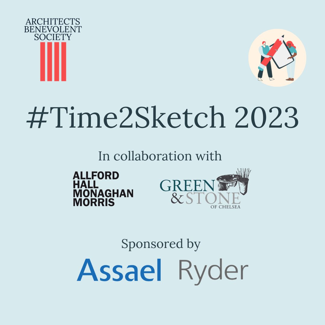 Architects Benevolent Society (@archbensoc) on Twitter photo We hope you've got those pencils ready. The #Time2Sketch 2023 theme will be released today at 12pm!
Thank you to our sponsors <a href="/greenandstone/">Green and Stone</a>, <a href="/AHMMArchitects/">AHMM</a>, <a href="/AssaelArchitect/">Assael Architecture</a> and <a href="/Ryder1953/">Ryder Architecture</a>
There is still time to sign up: absnet.org.uk/event/time2ske… We hope you've got those pencils ready. The #Time2Sketch 2023 theme will be released today at 12pm!
Thank you to our sponsors <a href="/greenandstone/">Green and Stone</a>, <a href="/AHMMArchitects/">AHMM</a>, <a href="/AssaelArchitect/">Assael Architecture</a> and <a href="/Ryder1953/">Ryder Architecture</a>
There is still time to sign up: absnet.org.uk/event/time2ske…