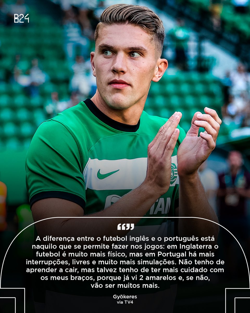 B24PT's tweet photo. Gyökeres fala sobre as diferenças do futebol inglês para o português 🗣️ https://t.co/gG91hQ6YJp