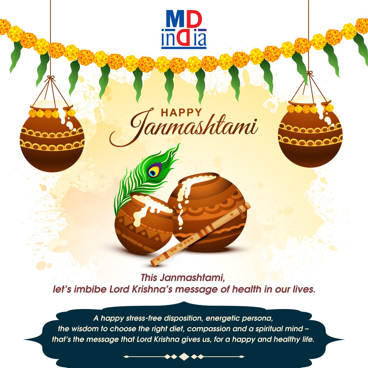 MdindiaTpa's tweet image. While we celebrate Janmashtami in all its festive glory and a choice of delicacies and sweets, there is another aspect to the festival- that of Lord Krishna epitomising the virtues of good mental and physical health. 

#Janmashtami2023 #JanmashtamiWishes #Janmashtami