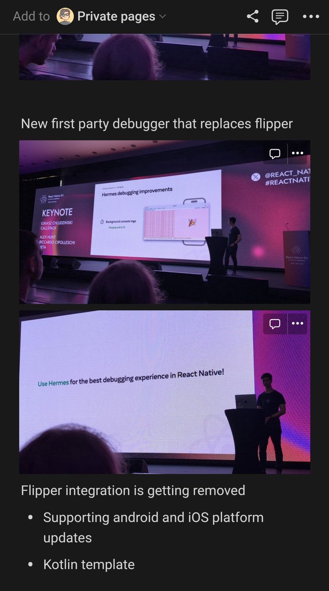 GroundControl's tweet image. I've been taking notes at #reactnativeeu, and now I want to make an AI powered app to record audio and automatically summarize talking points while letting me take pictures