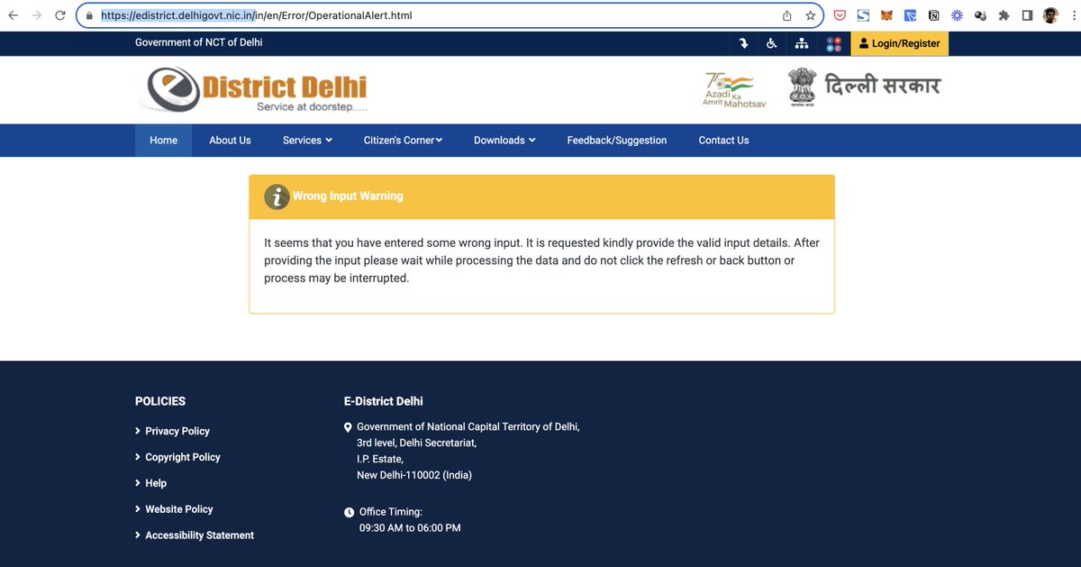 sumitchugh's tweet photo. @ArvindKejriwal Sir, the delhi govt e-portal doesn't seem to be working. Kindly get your team to look into it and fix ASAP.
@DelhiGovDigital https://t.co/gc6Y5xIU8h