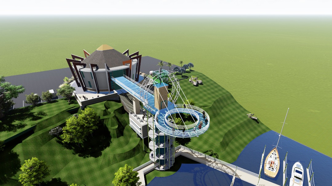 KingNadiopeIV's tweet photo. Among the infrastructure to be developed will include thematic restaurants, a hanging bridge, docking area that will support 20 sizeable water vessels, an aquarium, fountains with light and sound shows, open circulation area, security control spaces, modern parking space to accommodate bicycles, motorcycles and cars (sedans and buses), washroom facilities etc.
The construction is expected to be completed in exactly 12 months and funds have already been earmarked. 

Here are some visuals for your information