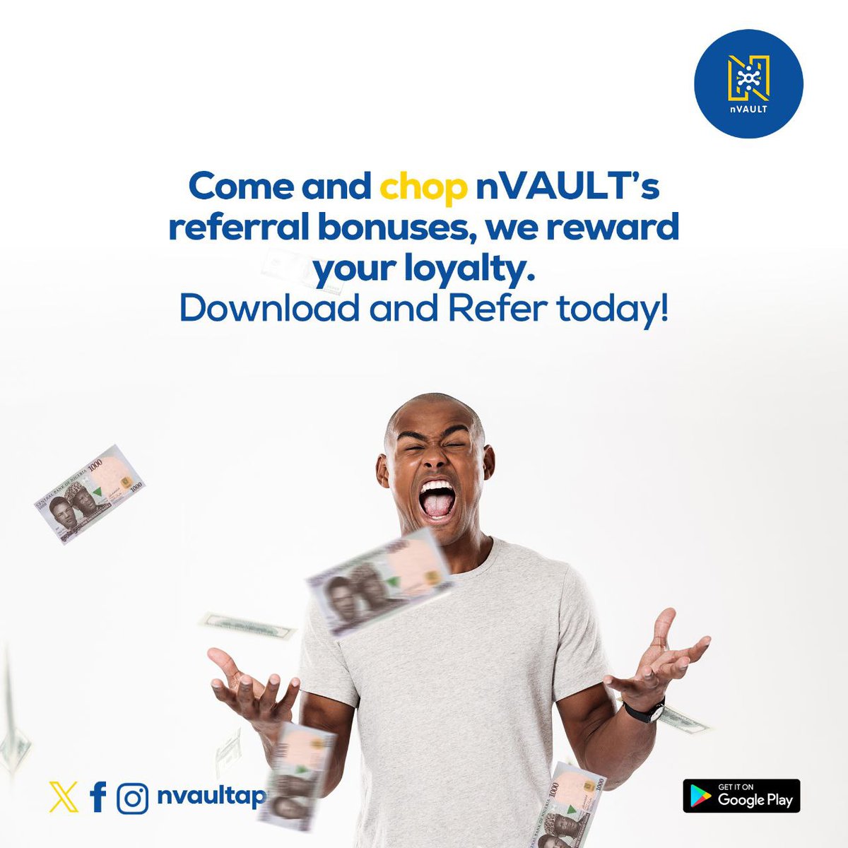 Download now and start sharing the wealth with friends! #nVAULT #ReferralBonuses #ShareTheWealth
