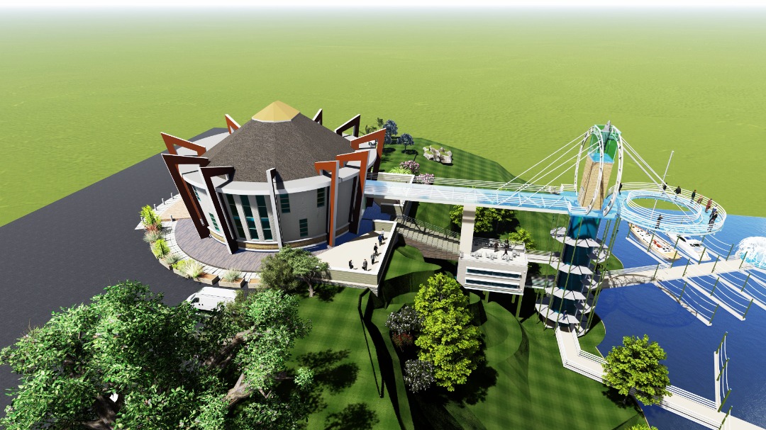 KingNadiopeIV's tweet photo. Among the infrastructure to be developed will include thematic restaurants, a hanging bridge, docking area that will support 20 sizeable water vessels, an aquarium, fountains with light and sound shows, open circulation area, security control spaces, modern parking space to accommodate bicycles, motorcycles and cars (sedans and buses), washroom facilities etc.
The construction is expected to be completed in exactly 12 months and funds have already been earmarked. 

Here are some visuals for your information