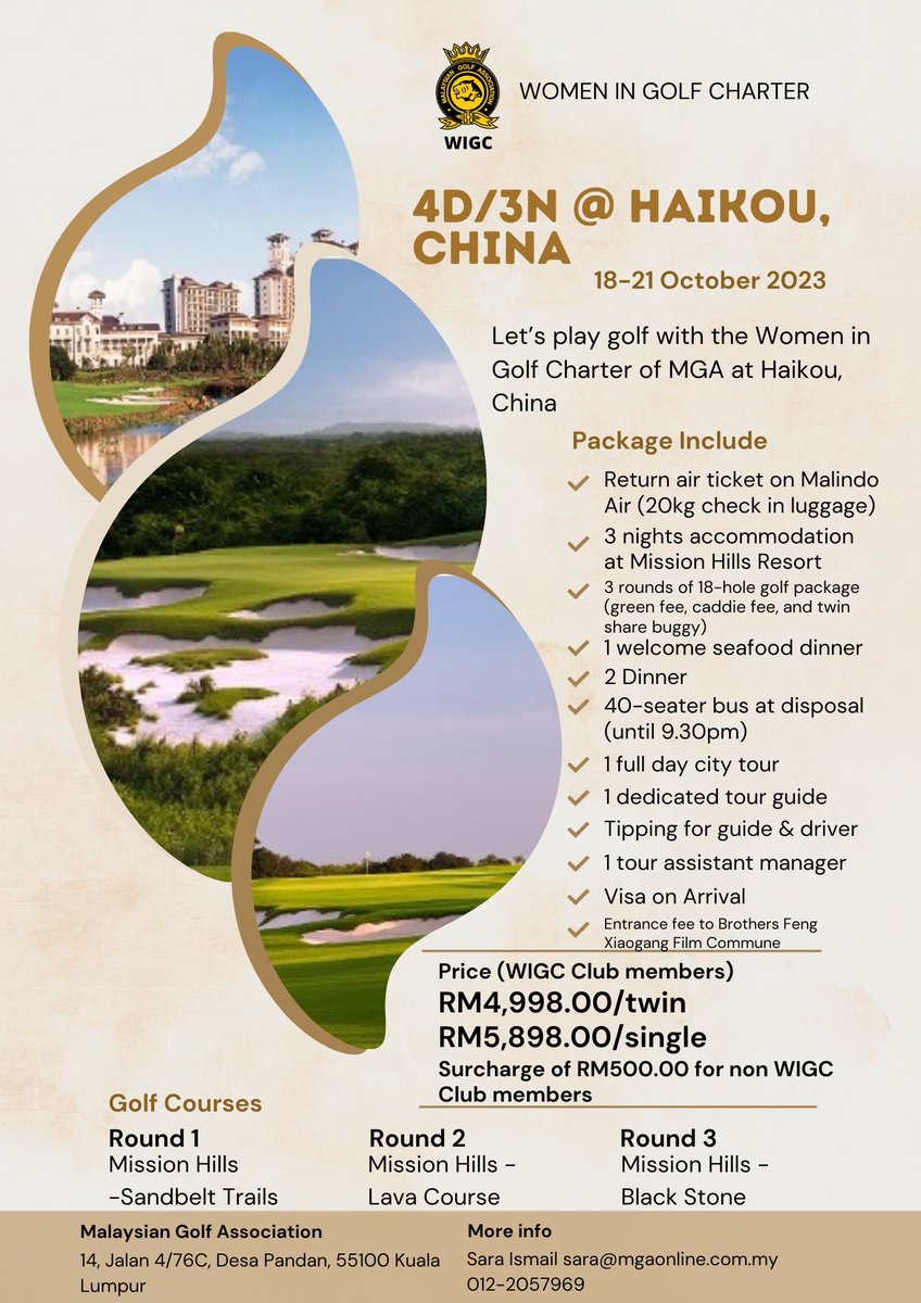 malaysiangolf's tweet photo. Let’s go to Haikou, China with WIGC https://t.co/EyazPLKIWI