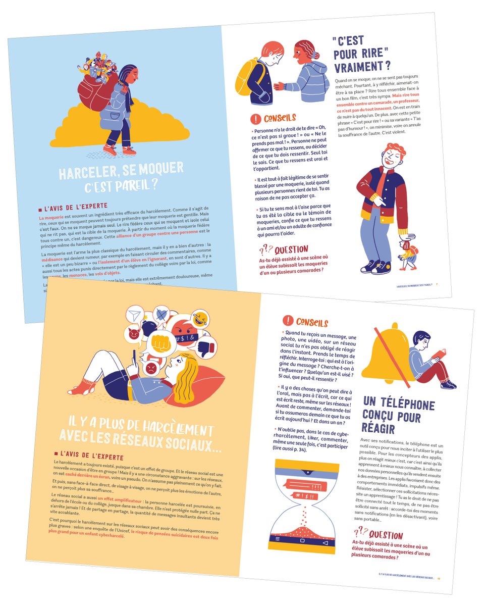 #EnLibrairie Le harcèlement et (pas) moi
Des explications simples p/ comprendre les mécanismes du #harcèlement et des conseils efficaces pour aider les ados à y faire face ✋
✍️<a href="/SandraLabo/">Sandra Laboucarie</a> + Marie Quartier resp. réseau #Orfeee 🎨illustrat° Léonie Kœlsch
#HarcèlementScolaire