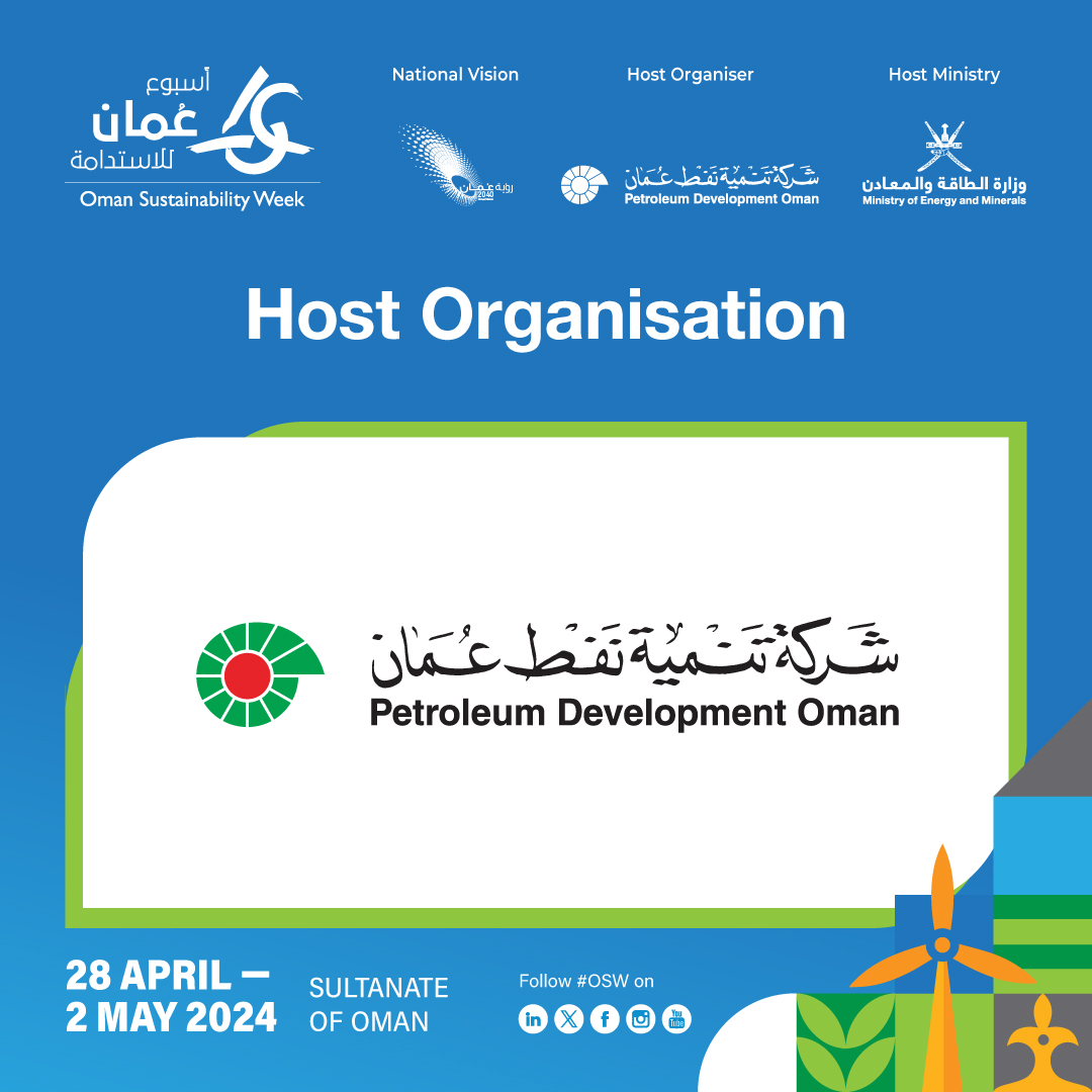 Oman Sustainability Week (@oman_week) on Twitter photo We are honoured to announce <a href="/PDO_OM/">PDO | شركة تنمية نفط عُمان</a> as the Host Organisation for Oman Sustainability Week 2024.
To join an exciting lineup of industry partners,supporters, and sponsors, contact us today: bit.ly/3RbQZVP
#OSW #PDO #PetroleumDevelopmentOman #OmanVision2040 #netzero2050 We are honoured to announce <a href="/PDO_OM/">PDO | شركة تنمية نفط عُمان</a> as the Host Organisation for Oman Sustainability Week 2024.
To join an exciting lineup of industry partners,supporters, and sponsors, contact us today: bit.ly/3RbQZVP
#OSW #PDO #PetroleumDevelopmentOman #OmanVision2040 #netzero2050