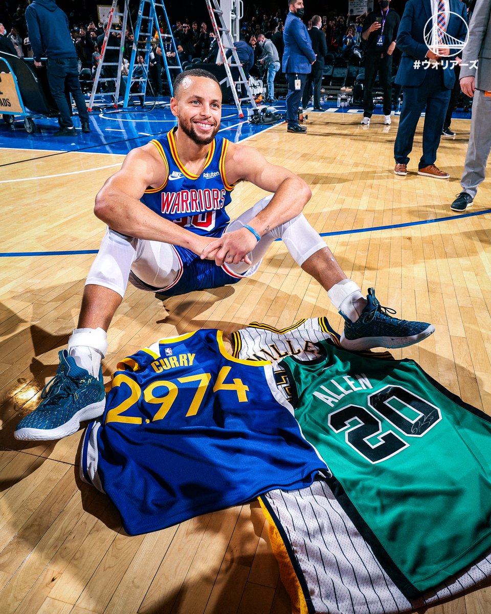 warriors_jp's tweet photo. 2021年12月14日、#ステフィン・カリー 選手がレイ・アレン氏の持つNBA記録(2973本)を更新し、NBA史上最も多くのスリーポイントシュートを成功した選手となりました。

22-23シーズン終了時点で3390本まで記録を伸ばしているカリー選手の新シーズンでの活躍に期待です💦

#DubsHistoryWeek https://t.co/iKlCOANm7b