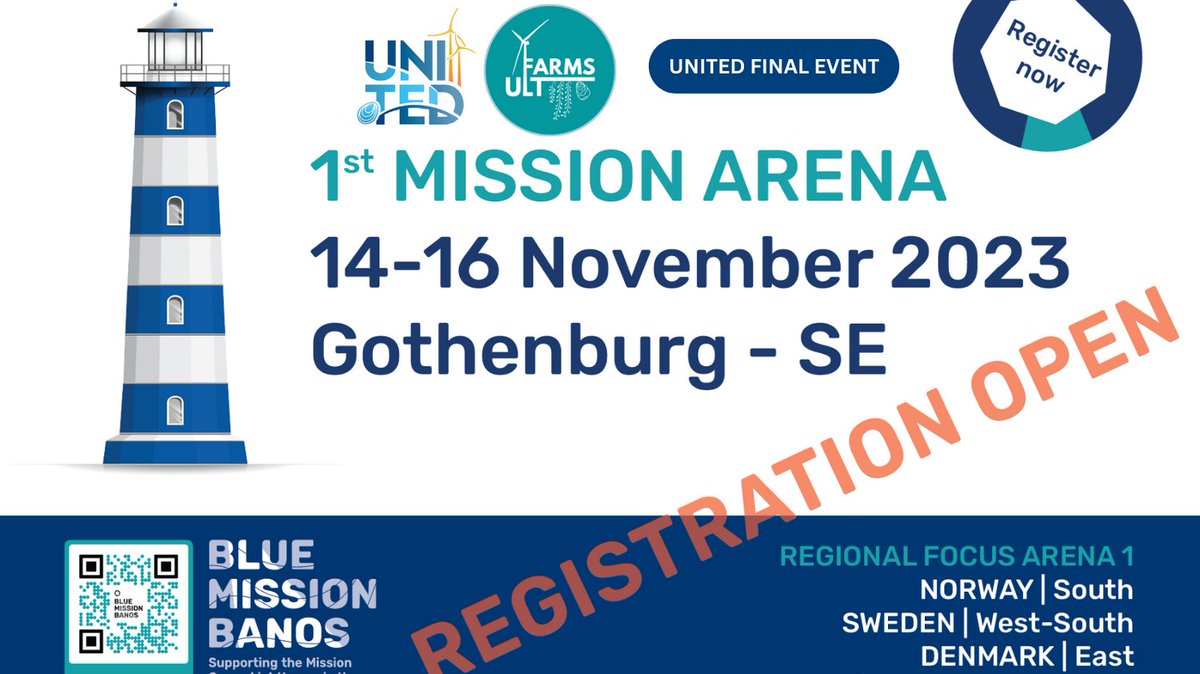 🌊 Big News Alert! Get ready for the #OceanMultiUse UNITED FINAL EVENT at the 1st Mission Arena, where #ULTFARMS and its #OceanMultiUse Industry Sounding Board (ISB) will be presented. Join the ocean multi-use revolution! 
Register now: tinyurl.com/2ekm8hkx
#BlueMissionBanos