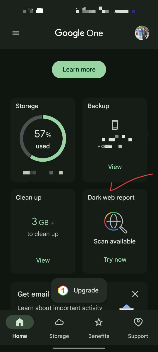 The_Sarvesh03's tweet image. 🌐 Did you know that Google One now has a dark web data scan feature? 🌚 It helps you discover if your personal info like email or phone number has been compromised in data breaches. 🚨 If it has, take action to protect yourself.
#GoogleOne #DataSecurity #DarkWebScan #googleone