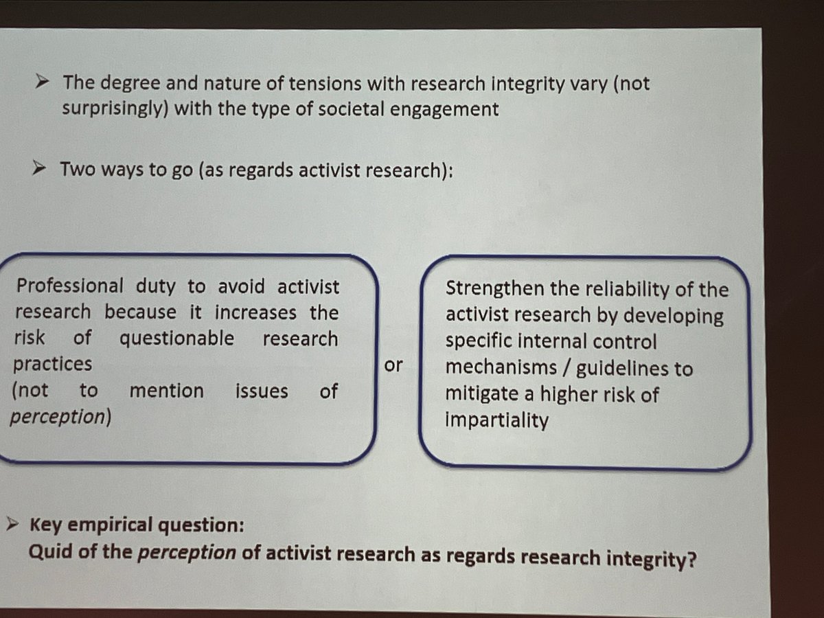 First presentation at #ENRIO Congress in Paris: Prof Stéphanie Ruphy, director of <a href="/OFIS_France/">Office français de l'intégrité scientifique (Ofis)</a> on ethical questions related to societal engagement of researchers: Making an impact requires activism, which is difficult while staying impartial and unbiased.