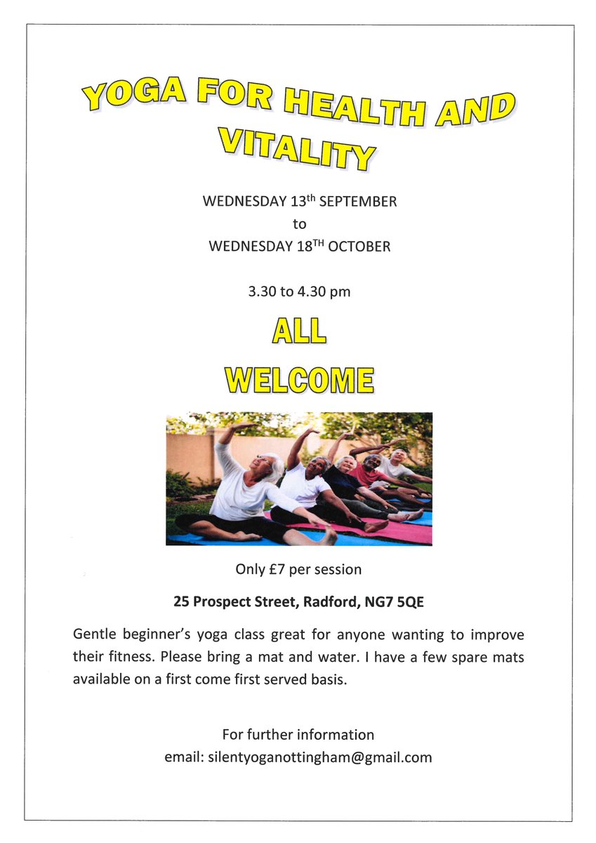 Ideal for those wanting to improve their fitness, a weekly yoga session for beginners is starting here on Wednesday 13th September 3.30-4.30pm.  All welcome! 😃

#yoga #25prospectstreet