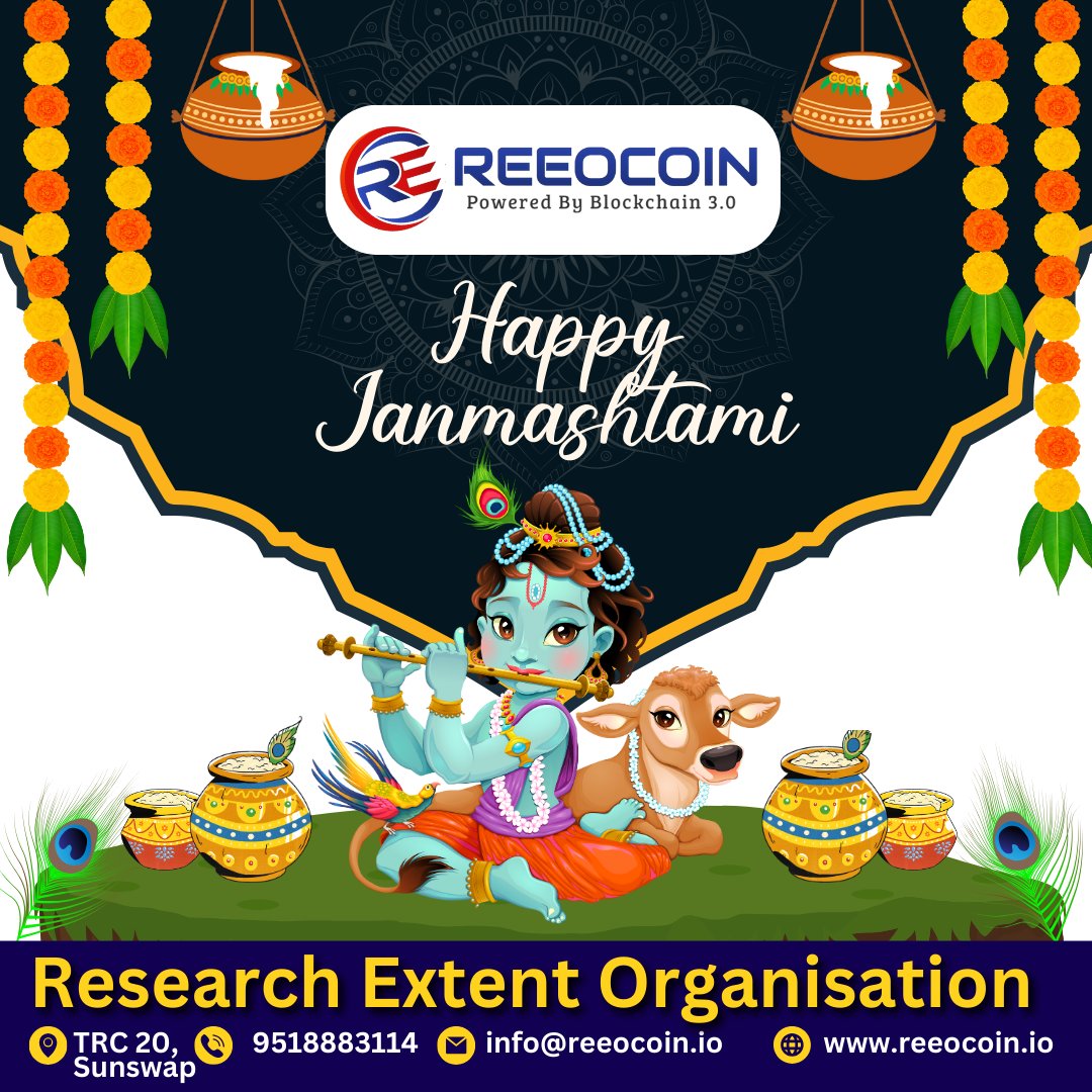 reeocoinlive's tweet photo. Let's celebrate the birth of Lord Krishna with love and devotion. REOCOIN wishes you all a very Happy Janmashtami!

Contact us:

👍9518883114

#reeocoin #reeocoinoffice #janmashtami2023 #janmashtami #janmashtamispecial https://t.co/KQj3QdnrW8