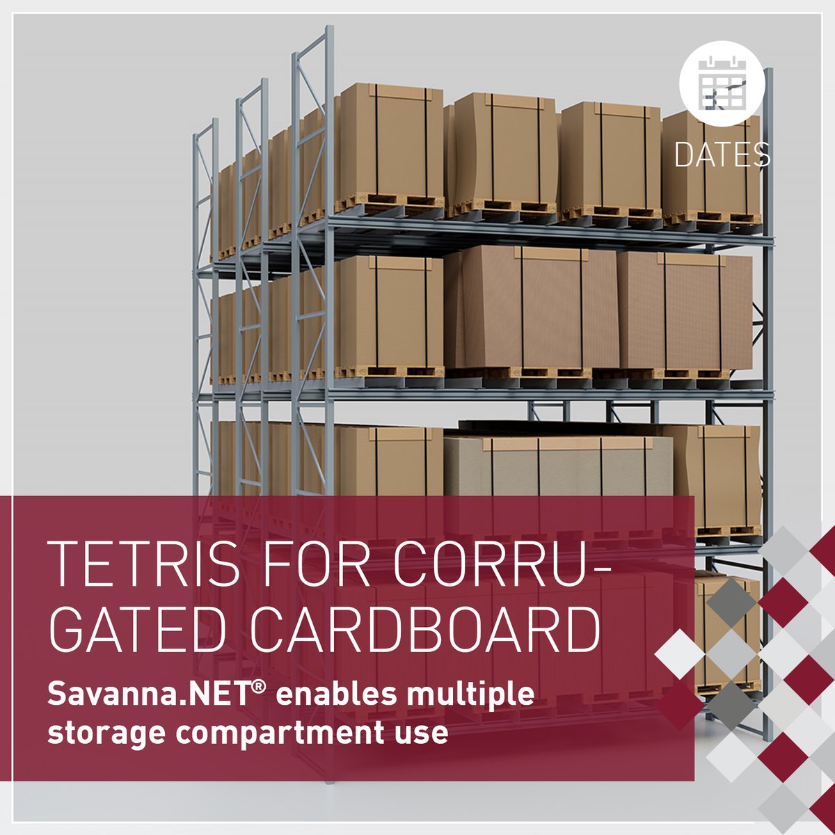 The #corrugated industry has to store load units of different formats in a compact manner - like in #Tetris. This is done automatically by the Savanna® #Warehouse Execution System &amp; our storage / retrieval machines. Learn how at this year’s <a href="/FEFCO/">FEFCO</a> Technical Seminar, booth 94/103.