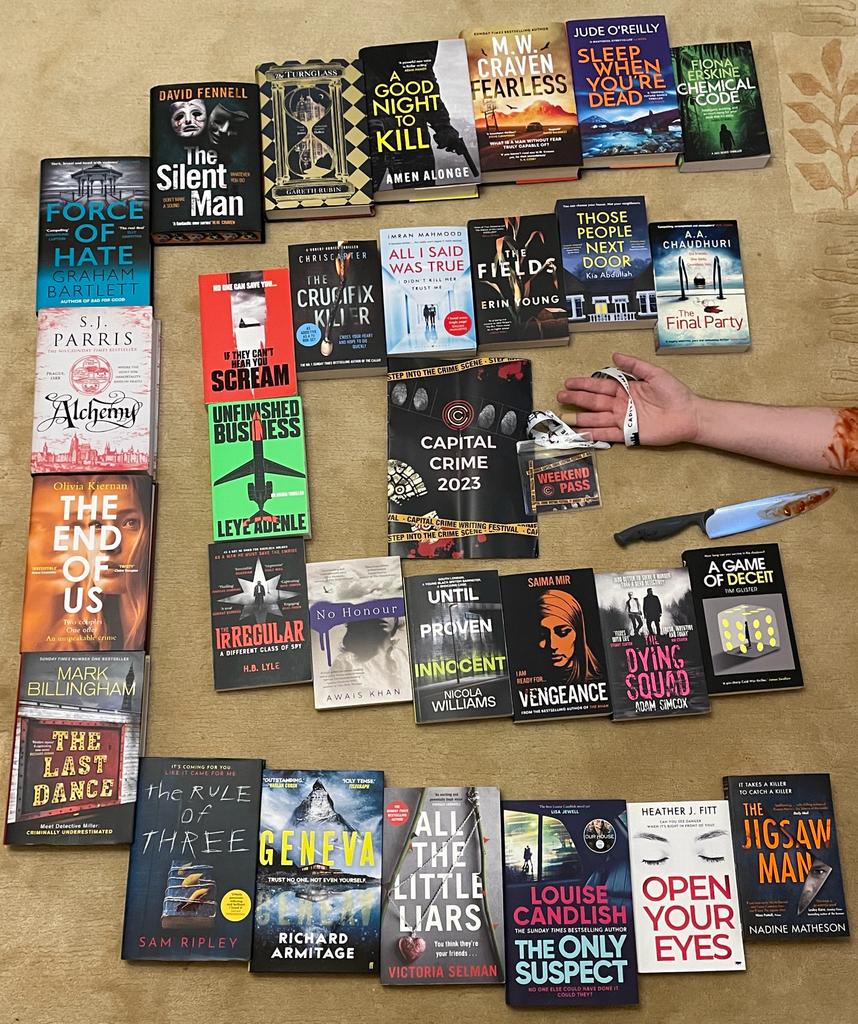a_alambritis's tweet photo. @CapitalCrime1 was terrific! It appears a crime has been commited as my severed arm is left showcase some of the great authors there! @erskine_fiona @judithoreilly @MWCravenUK @AmenAlonge @GarethRubin @DavyFennell @gbpoliceadvisor @thestephmerritt @LivKiernan @MarkBillingham 1/2 https://t.co/PQfDP4ON85