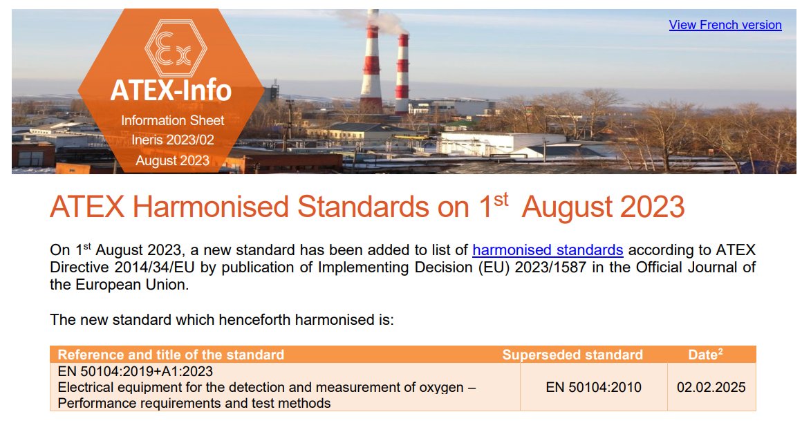Information Sheet deals with new publication of harmonized standards according to #ATEX Directive.  
👉prestations.ineris.fr/sites/prestati…