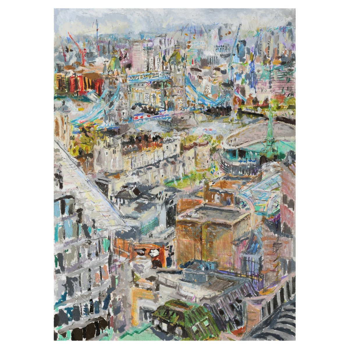 London: Skyline and River
Solo exhibition: 1 - 26 Sept
Barbican Library, 2nd floor @barbicanlibs 
Tower Bridge from The Garden at 120 Fenchurch Street, oil pastel on paper, 33 x 24cm, £310 
#totallythames #totallythames2023 #barbicanlibrary #barbicancentre #thegardenat120