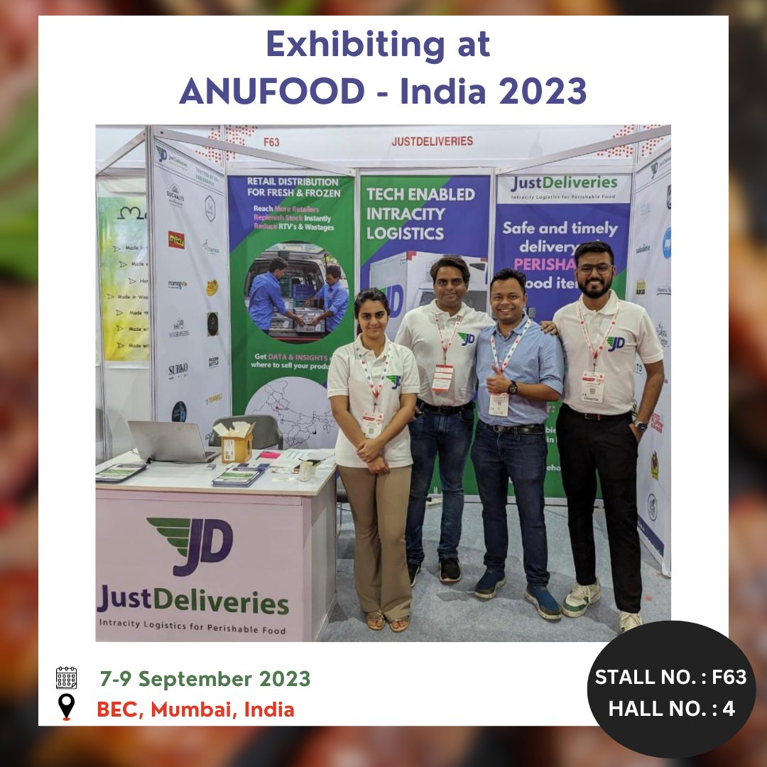 Join us at ANUFOOD India 2023! Visit our booth and explore cutting-edge solutions that streamline your supply chain. #justdeliveries #ANUFOODIndia #LogisticsInnovation #SupplyChainSolutions