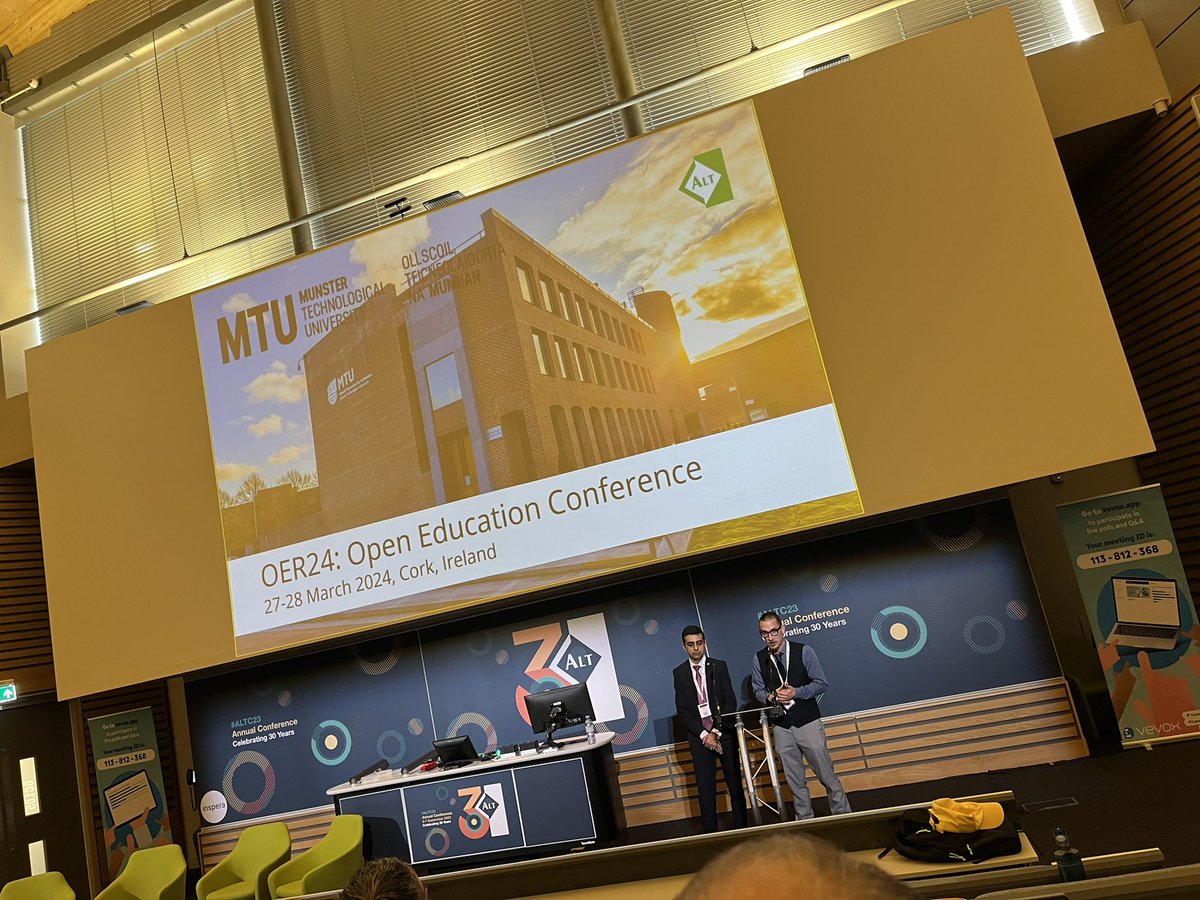 sharonlflynn's tweet photo. Big news announced at #altc23 - our #NTUTORR partners at @MTU_ie @MTU_TEL_Team will host #OER24. We look forward to welcoming the community to Ireland and to beautiful Cork next Spring. https://t.co/FOFTAdpJfF