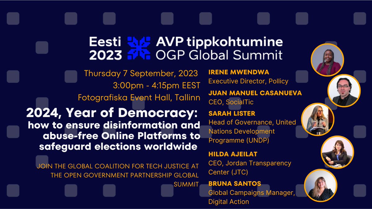 👉Join us today at #OGPEstonia to talk all things disinformation, social media platforms, elections, and the 2024 #YearOfDemocracy avpeesti2023.ee/en/ajakava