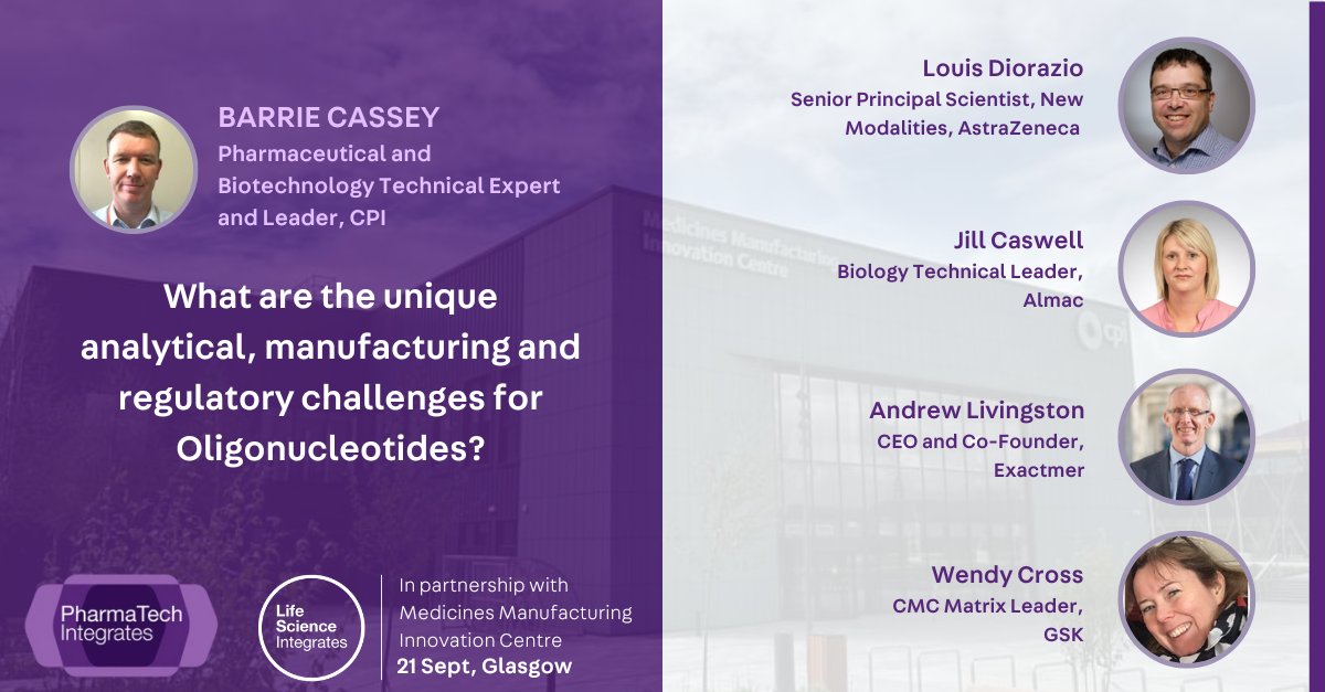 Life Science Integrates (@lsintegrates) on Twitter photo What are the solutions to the unique analytical, manufacturing & regulatory challenges of #oligonucleotides?
Hear expert views at #PharmaTechIntegrates from leaders from @CPI, <a href="/AstraZeneca/">AstraZeneca</a>, <a href="/AlmacGroup/">Almac Group</a>, <a href="/exactmer/">Exactmer</a>, & <a href="/GSK/">GSK</a>
2 weeks to go! get your ticket now
lifescienceintegrates.com/event/pharmate… What are the solutions to the unique analytical, manufacturing & regulatory challenges of #oligonucleotides?
Hear expert views at #PharmaTechIntegrates from leaders from @CPI, <a href="/AstraZeneca/">AstraZeneca</a>, <a href="/AlmacGroup/">Almac Group</a>, <a href="/exactmer/">Exactmer</a>, & <a href="/GSK/">GSK</a>
2 weeks to go! get your ticket now
lifescienceintegrates.com/event/pharmate…
