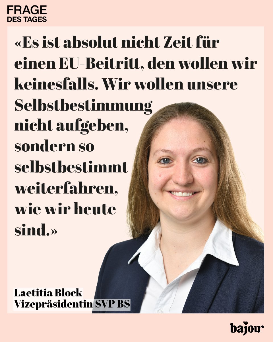 BajourBasel's tweet photo. Was für eine konstruktive Diskussion das gestern an unserem EU-Podium war! Das sagen unsere Gäste zur heutigen #FragedesTages: 

Ist es jetzt endlich Zeit für einen EU-Beitritt, @BlockLaetitia @svpbasel? https://t.co/PhsDxdocLd