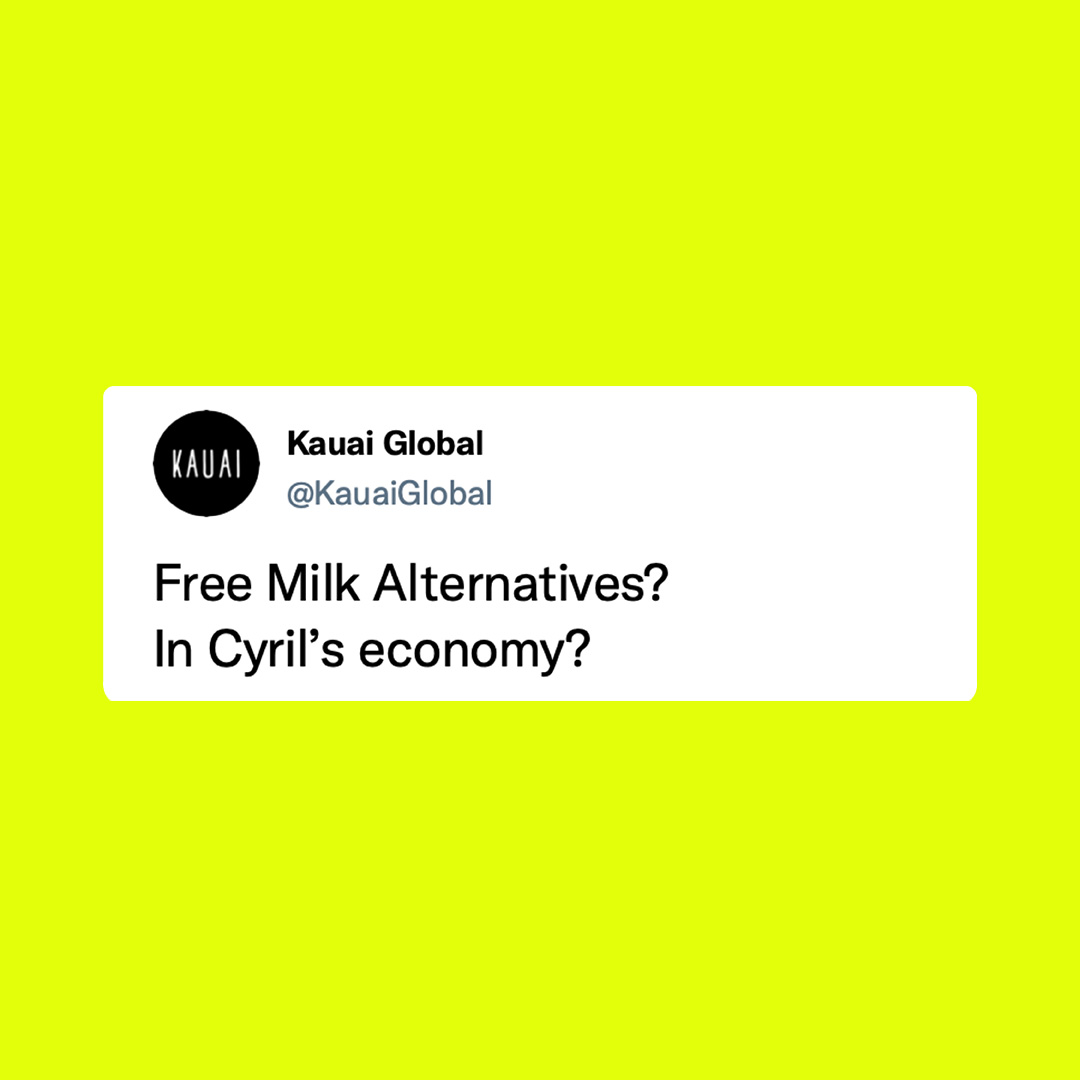 KauaiGlobal's tweet photo. Unbelievable?! ☕️ #FreeMilkAlternatives https://t.co/R4bAWJCMcq