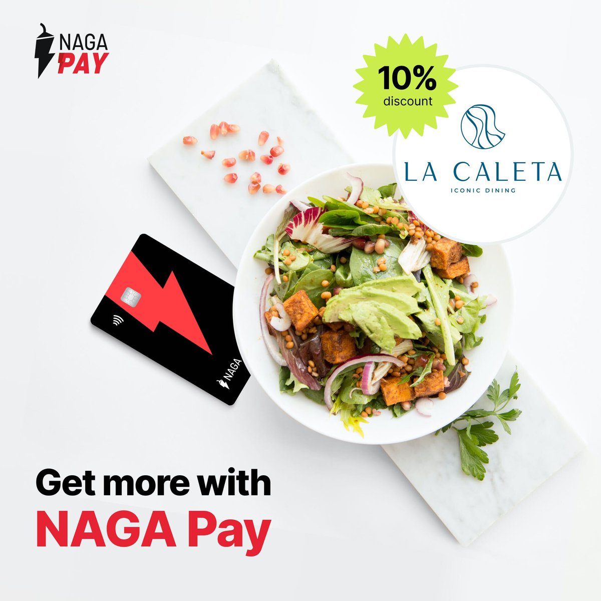 🌟 We've teamed up with the amazing La Caleta restaurant 🇨🇾 to bring you an exclusive offer you dont want to miss! 🍽️ 👉Pay with your NAGA Pay Visa card at La Caleta restaurant and you'll receive a fabulous 10% discount* off your bill! 💸 👉pay.naga.com/our-partners *T&Cs apply