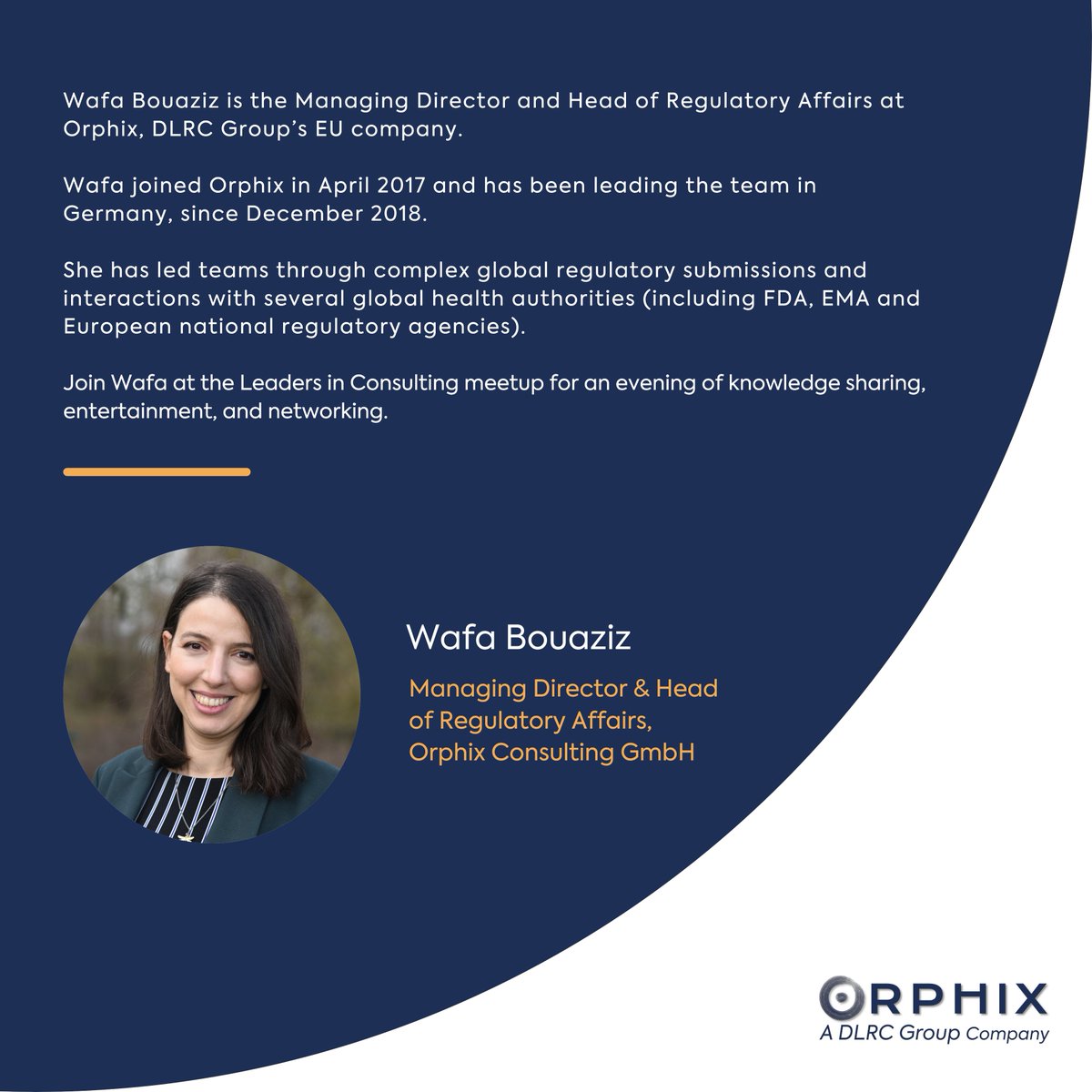 dlrcgroup's tweet photo. Wafa Bouaziz returns to the Leaders in #Consulting  #meetup in #Munich, on the 14th of Sept!

Are you looking to #collaborate, #innovate, and #grow? Join Wafa at this month's meetup! 
 
For more details, or to find other #events #DLRC are attending visit https://t.co/1t0mPLcRnB https://t.co/CMQ4UYl1Fk