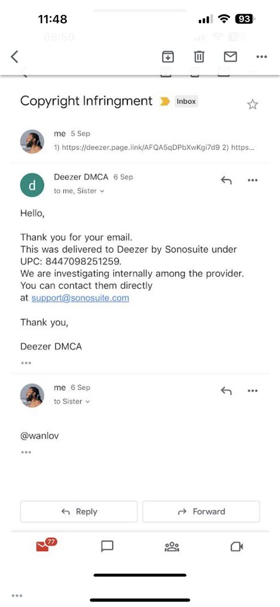 wanlov's tweet photo. why would @Deezer refer us to @sonosuite for Sono Suite to tell us to contact all the platforms? It seems Deezer knows Sono Suite’s responsibility better than Sono Suite themselves. And @spotify @SpotifyAfrica @spotifyartists say they have taken it down. So que paso @sonosuite ? https://t.co/nVjN6O83AR