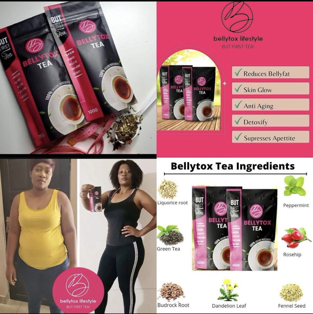 smilyRue's tweet photo. Detoxing is not a punishment for what you have eaten, it's a celebration of what you can do to take care of yourself.
Order your Bellytox Tea today and burn that bellyfat 
Follow this link to view our catalog on WhatsApp: https://t.co/JMDUXNu65I
0717904744
86 Robert Mugabe https://t.co/9WFAeGiMfS