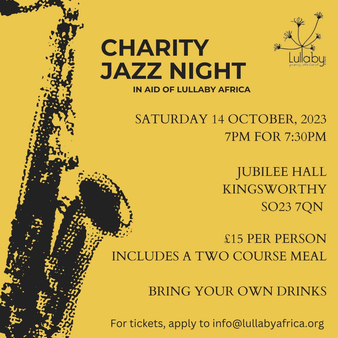 LullabyAfrica's tweet photo. #jazz standards from five of the top jam session musicians in #winchester. Home-cooked supper and desserts. 

Come and enjoy it all at Jubilee Hall Kingsworthy, 14 October. E-mail info@lullabyafrica.org for tickets. https://t.co/FTVFlkFwR7