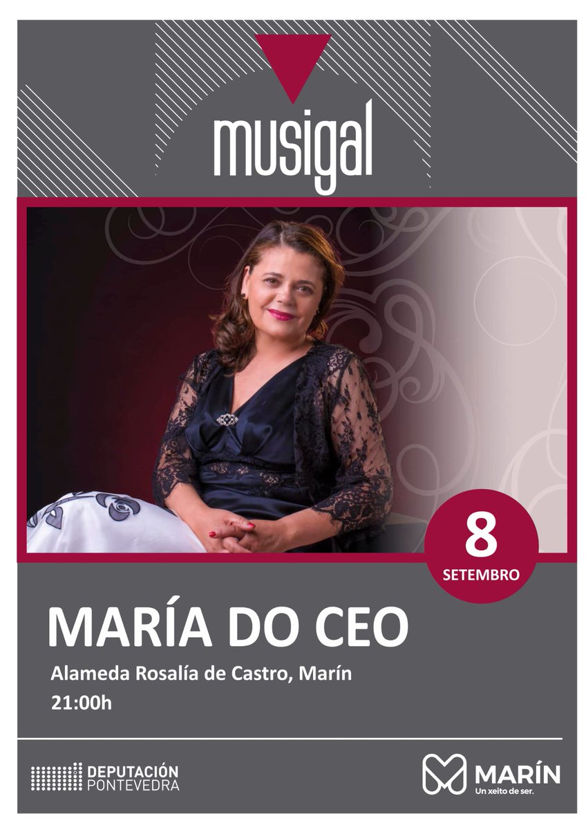 depo_es's tweet photo. 🎶 Este venres non perdas a actuación de @mariadoceofado no @ConcellodeMarin da man do #Musigal
📍 Ás 21:00 horas na alameda Rosalía de Castro https://t.co/c2H4kTZmh8
