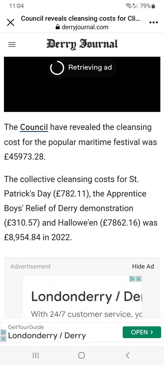 campsiebear's tweet image. To all those complaining about the 'mess' and rubbish after the Apprentice Boys parade in Londonderry,  here is the cost to the council. @ClaireAllan  We must be a very tidy crowd.