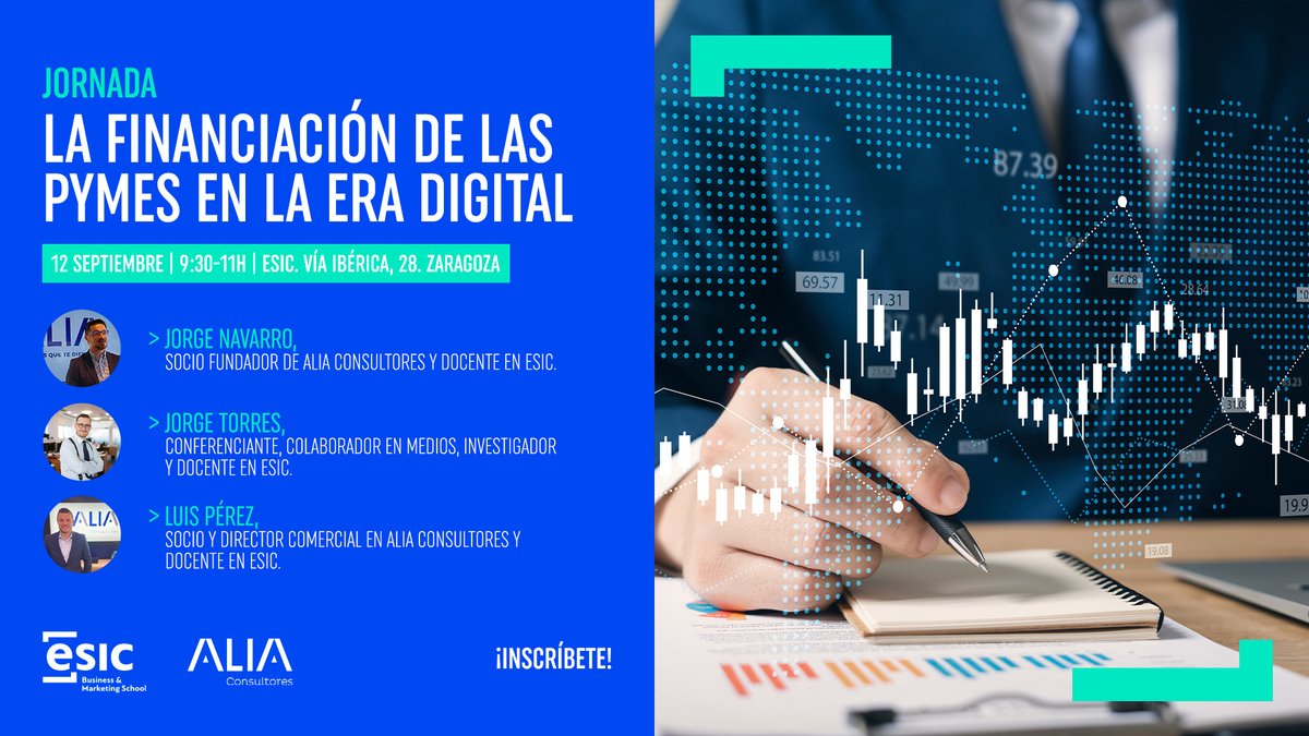 El próximo 12 de septiembre hablaremos de la Financiación de las PYMES.
<a href="/TorresQuilez/">Jorge Torres Quilez</a> <a href="/esiczaragoza/">Esic Zaragoza</a>