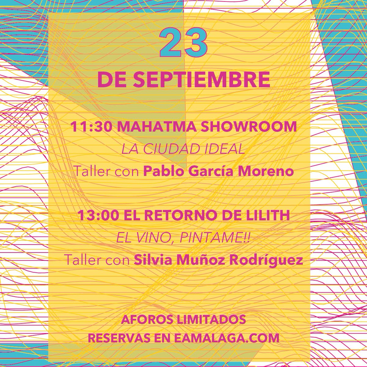 El sábado 23 de septiembre #EncuentraArteEnMálaga con estos planazos de nuestro festival #CulturaViva, organizados por miembros de <a href="/EAmalaga/">Encuentra Arte en Málaga</a> 
𝗔𝗳𝗼𝗿𝗼 𝗹𝗶𝗺𝗶𝘁𝗮𝗱𝗼. 𝗛𝗮𝘇𝘁𝗲 𝗰𝗼𝗻 𝘁𝘂 𝗲𝗻𝘁𝗿𝗮𝗱𝗮 𝗲𝗻 eamalaga.com/cultura-viva-p…
Esta #VueltaAlCole #EncuentraArteEnMálaga