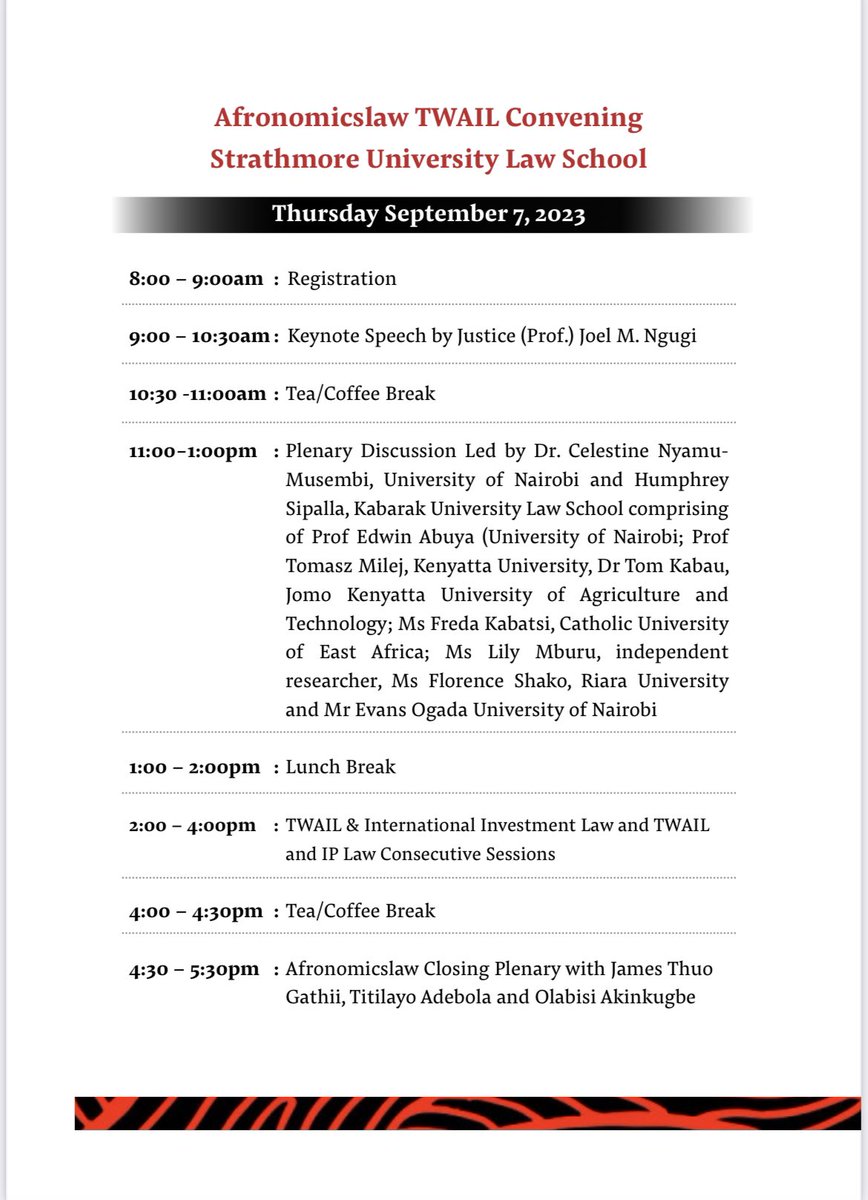 afronomicslaw's tweet photo. The plenary session of our #afronomicslaw #twail Workshop features professors of international law/law from various law schools in Kenya reflecting on their experiences in embedding #twail in the classroom.

- Dr. Celestine any Amy-Musembi
- Prof. Edwin Abuya https://t.co/NpFdQpilO1