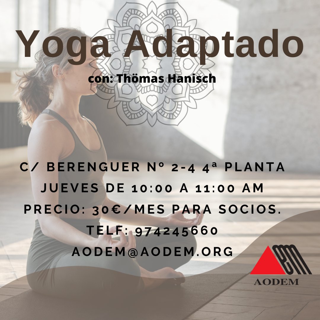 DeOscense's tweet photo. 🌟 ¡De vuelta al Yoga adaptado en AODEM! 🌟
Regresamos con energías renovadas en septiembre. 💙💪🧘‍♀️
Sesiones de yoga adaptadas para personas de cualquier condición física https://t.co/6oMDdUnEY9