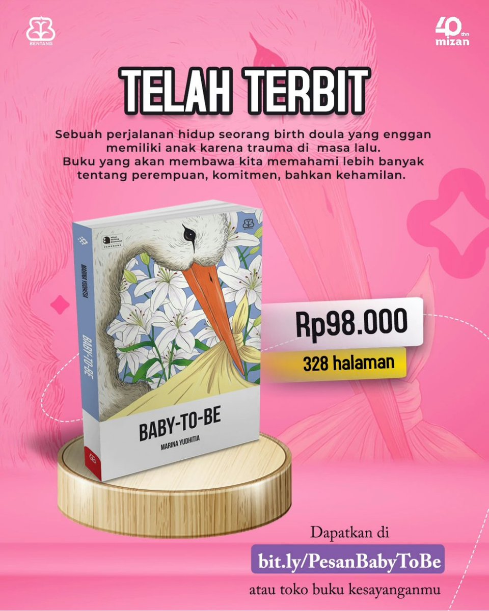 bentangpustaka's tweet photo. Kamu bisa mencari tahu lebih banyak tentang keluarga, pernikahan, dan komitmen di novel Baby-To-Be 🥰 
!  

Dapatkan di toko buku kesayanganmu, ya! 🥰

#bentangpustaka #bukubentang #babytobe #MWBSiapTerbit #marinayudhitia #birthdoula #serunyabelajar #serunyamembaca https://t.co/H9WxelNeZC
