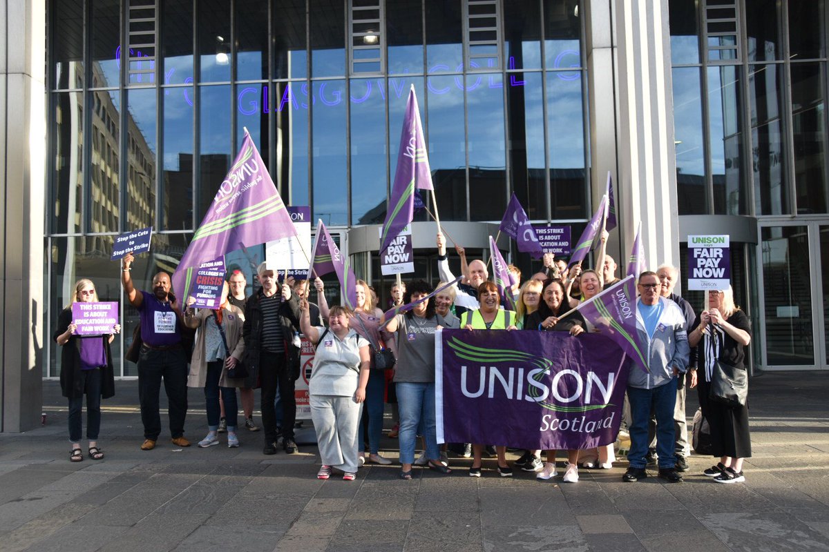 unisonscot's tweet photo. Ministers refusal to intervene sparks nationwide strike action. College workers deserve better! 🚫 #PayDispute #FEStrikes @unisontheunion 

https://t.co/7AczS0oWvE https://t.co/BFQhoYyAIk