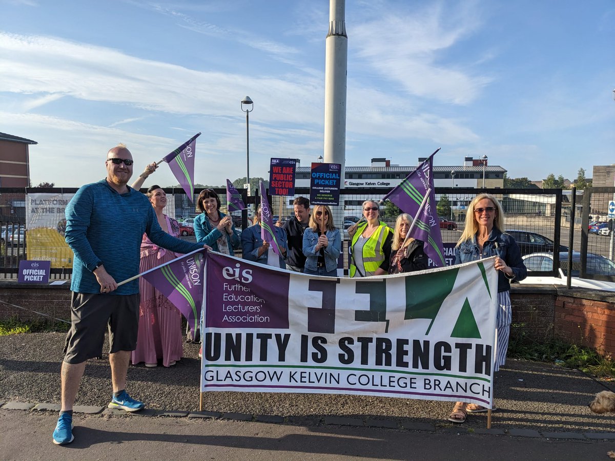 unisonscot's tweet photo. Ministers refusal to intervene sparks nationwide strike action. College workers deserve better! 🚫 #PayDispute #FEStrikes @unisontheunion 

https://t.co/7AczS0oWvE https://t.co/BFQhoYyAIk