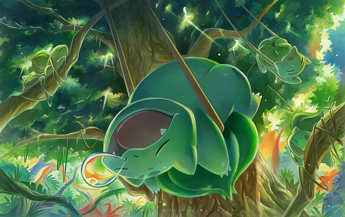 5歳の頃にガシャポンで見たのが初の出会いだったポケモンの世界に、こういう場所もあるんだろうかと想像を馳せながら描いていたらこんな感じに…。#あなたのきっかけが知りたい 