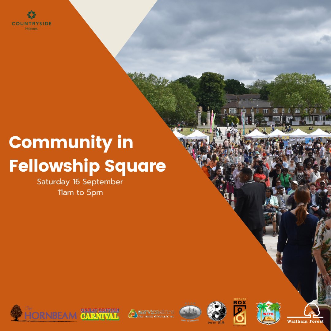 Join us to celebrate our Community in Fellowship Square 😀  Saturday 16 September, 11am to 5pm 

Activities hosted by our community groups include dancing, food, performances , workshops and much more 💃🍽️ 

It's free, just turn up. Find out more 👉 orlo.uk/QHl0h