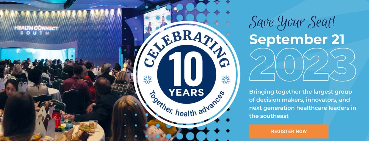 Sept. 21, 2023 in Atlanta: Join over 1,000 of the region's top decision-makers, innovators, and next-gen health leaders at the 10th Annual Gathering of Health Connect South, featuring over 50 speakers and a keynote by CDC Director, Dr. Mandy Cohen. healthconnectsouth.com