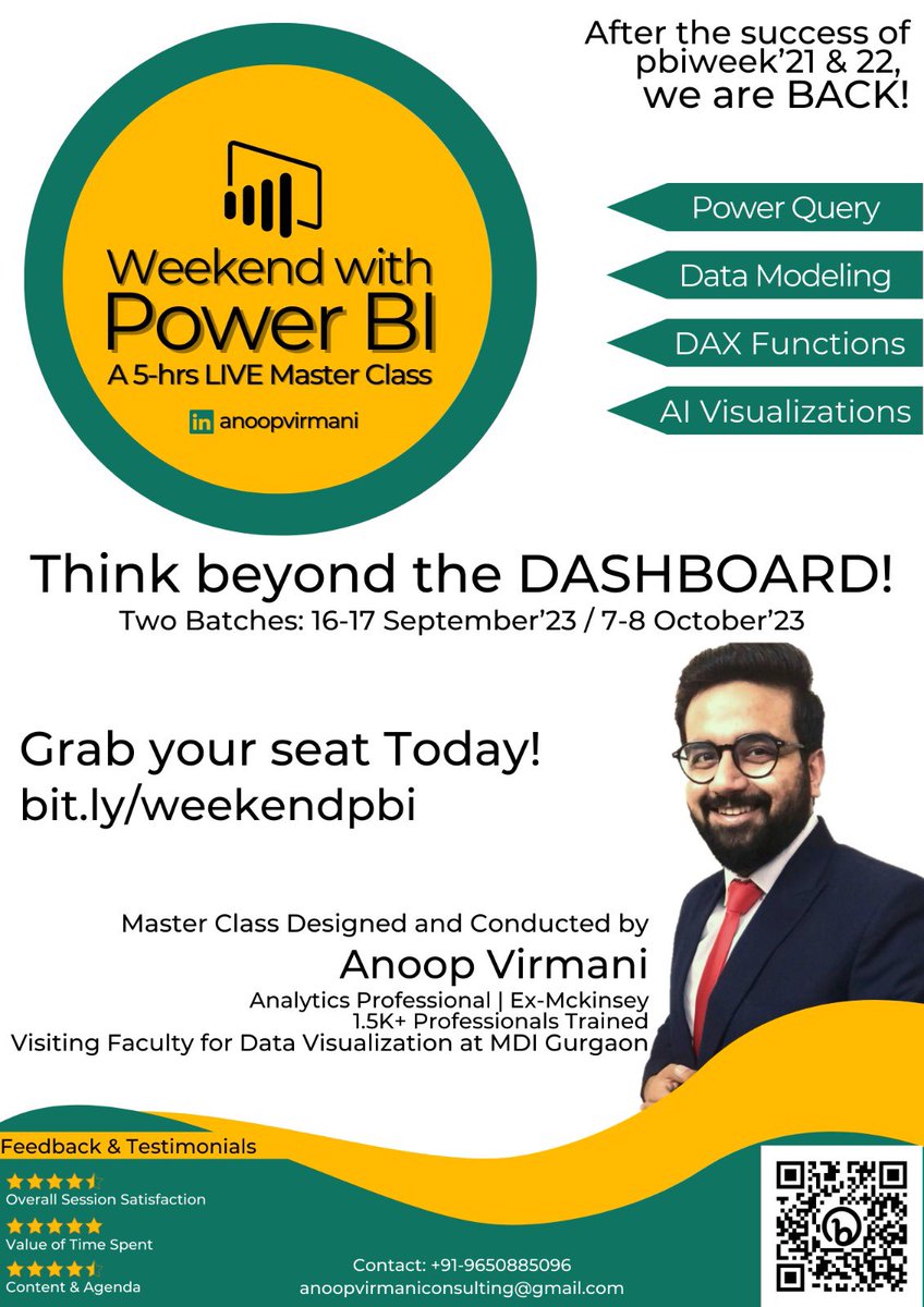 Don't miss out on the opportunity to up your data game with Power BI! Only a few slots left for my upcoming session. Register now!

bit.ly/weekendpbi