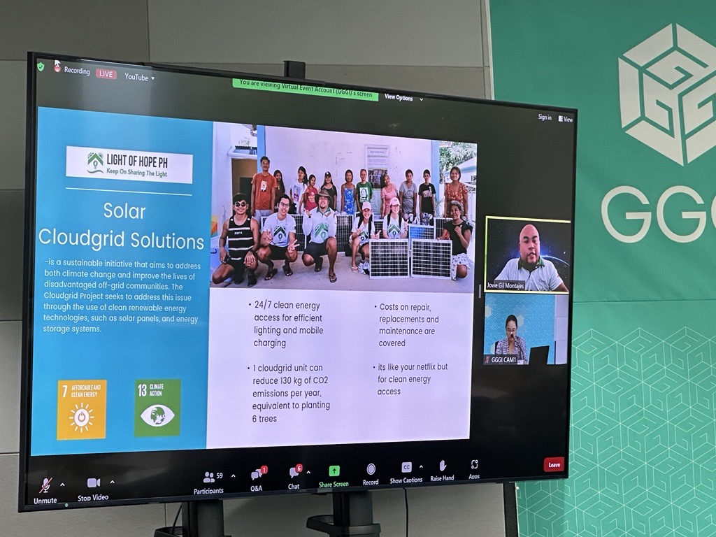 GGGI (@gggi_hq) on Twitter photo At #TogetherToNetZero <a href="/JovieGil/">Jovie Gil Montajes</a>, the First Recipient of BKCF and Founder of <a href="/LightOfHopePH/">Light Of Hope PH</a> proposed Solar Cloudgrid Solutions☀️ for Sustainable Communities🌐
🔗Full speech👉bit.ly/3ZnrQd3 1:59:30 - 2:05:40
#TogetherForCleanAir #BlueSkiesNetZero💙 At #TogetherToNetZero <a href="/JovieGil/">Jovie Gil Montajes</a>, the First Recipient of BKCF and Founder of <a href="/LightOfHopePH/">Light Of Hope PH</a> proposed Solar Cloudgrid Solutions☀️ for Sustainable Communities🌐
🔗Full speech👉bit.ly/3ZnrQd3 1:59:30 - 2:05:40
#TogetherForCleanAir #BlueSkiesNetZero💙