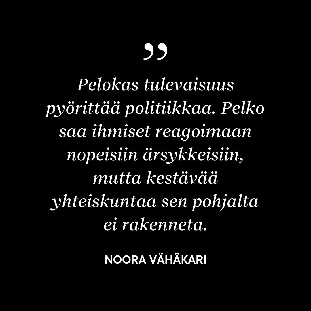 Ihmiskunta on aina seilannut kohti uutta, mutta nyt meiltä on kadonnut horisontti – Tulevaisuutta ei enää odoteta, sitä pelätään.

”Emme elä suuren kehityksen aikaa vaan päinvastoin”

👉 maailmankuvalehti.fi/2023/3/pitkat/… 

<a href="/Heidi_Nummi/">Heidi Nummi</a> <a href="/OttoThkp/">Otto Tähkäpää</a> <a href="/TeivoTeivainen/">Teivo Teivainen</a> @NooraVahakari
