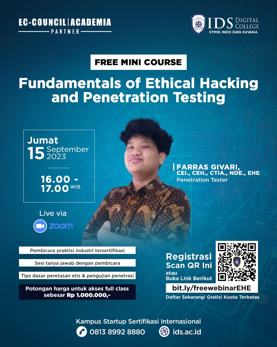 Yuk, jangan lewatkan kesempatan ikutan free mini course eksklusif kami! 📆 Jumat, 15 September 2023 ⏰ 16:00 - 17:00 WIB 💻Live via ZOOM Jadi, tunggu apa lagi? Segera daftarkan dirimu ➡️bit.ly/freewebinarEHE GRATIS & terbuka untuk umum. #freewebinar #IDSDC #KerjaKreatif